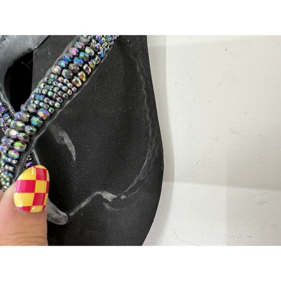Unbranded Womens Sandals Flip Flops Size Unknown Black Beaded Thong Foam Base - Picture 7 of 10